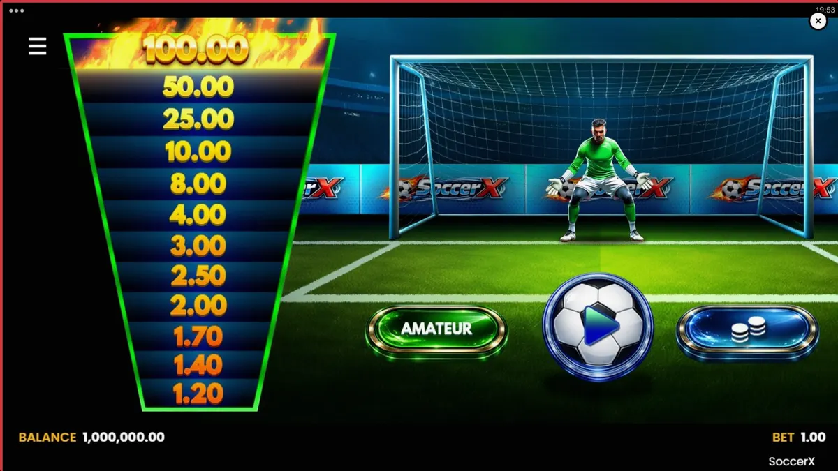 SoccerX فٹ بال تھیم والا کریش سلاٹ گیم